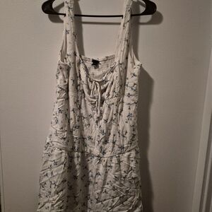wild fable White Dress with Blue Floral Detail
